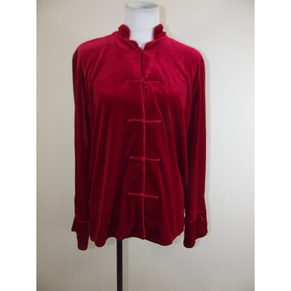Harve Benard Womens Velvet Feel JACKET - Size LARGE - Red Toggle Close